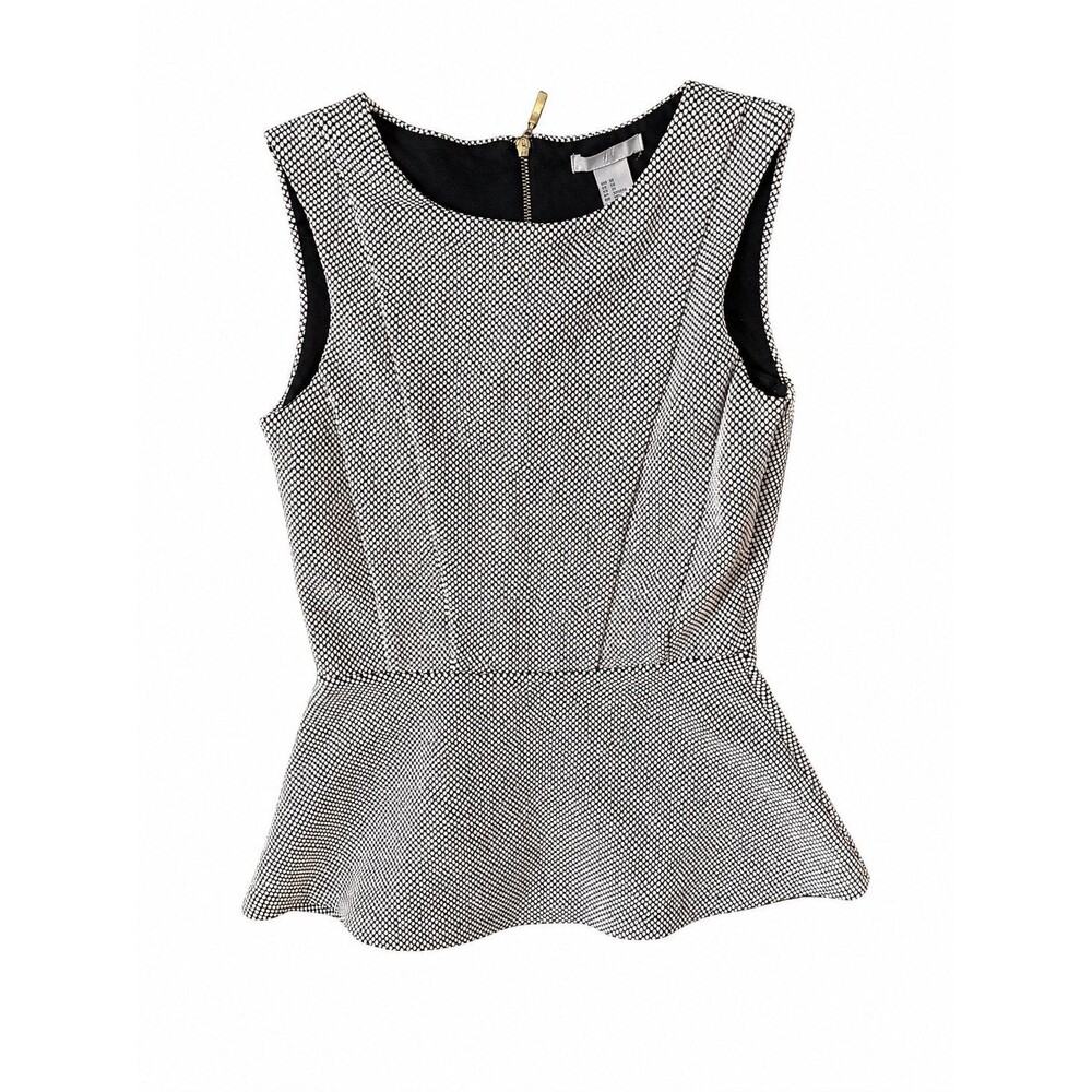 H&M Black & White Peplum Top – Women’s Size 8